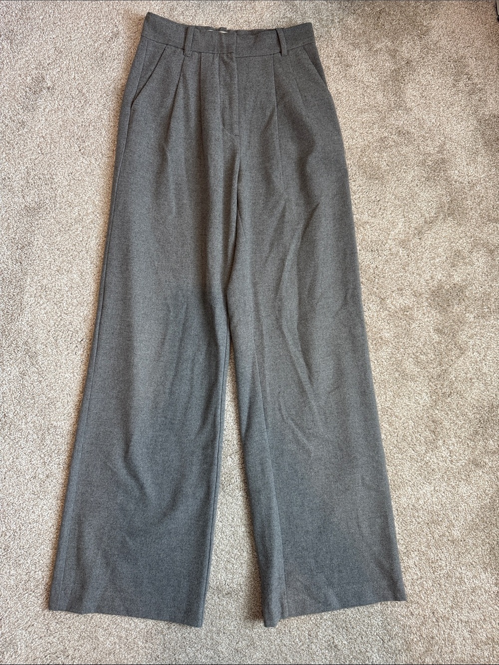 Abercrombie & Fitch High-Waist Wide Leg Trousers - Gray XS